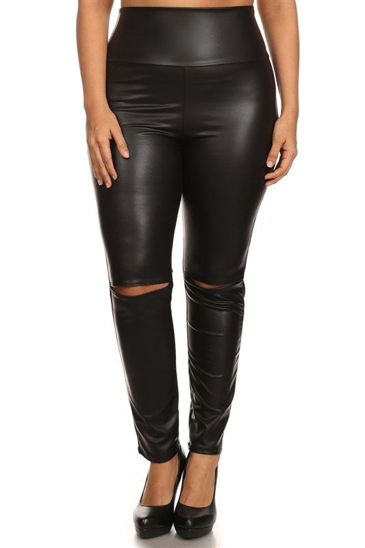 High Waisted Distressed Faux Leather Leggings London Poppy Store